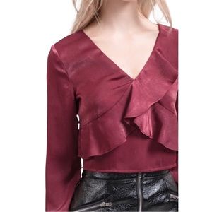 J.O.A Long Sleeve Ruffle Top